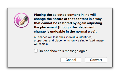 Placing the selected content inline will change the nature of that content.png