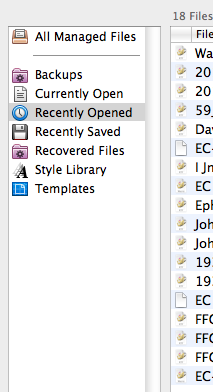 Ctrl click NWP icon - Doc Mgr - Recently opened
