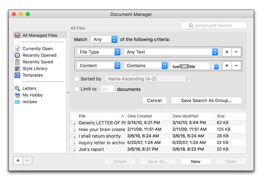 Adding a filter group using content criteria to the Document Manager.01.png