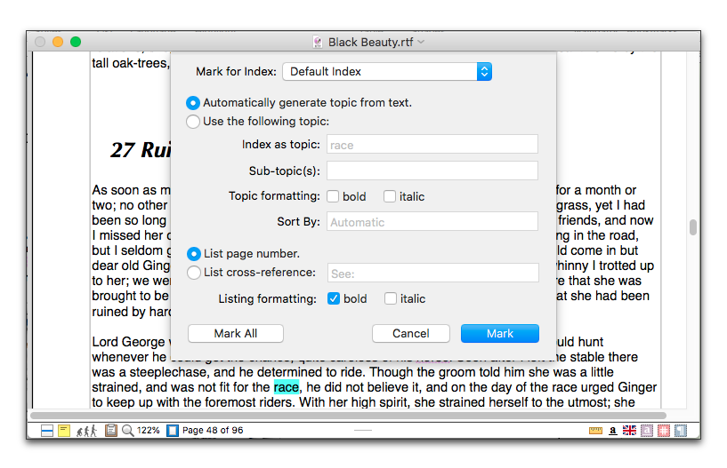 Highlight a page occurrence in the index.png
