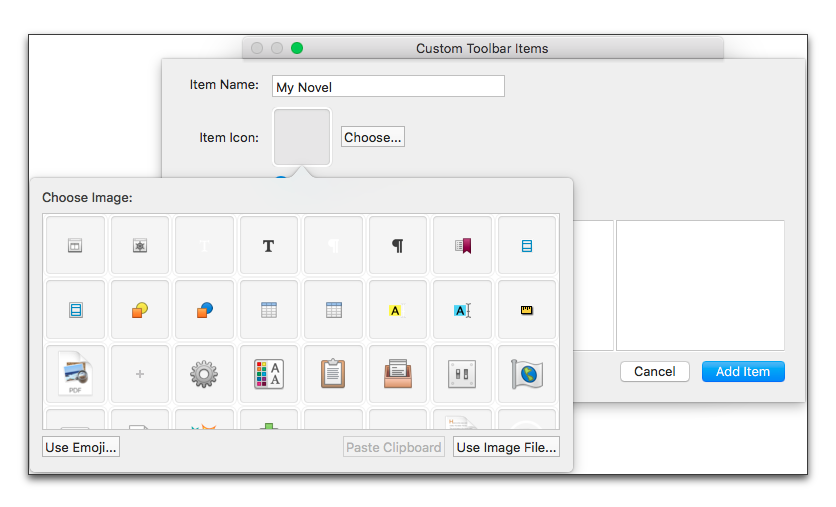 The Choose Image portion of the Custom Toolbar Items dialog.png